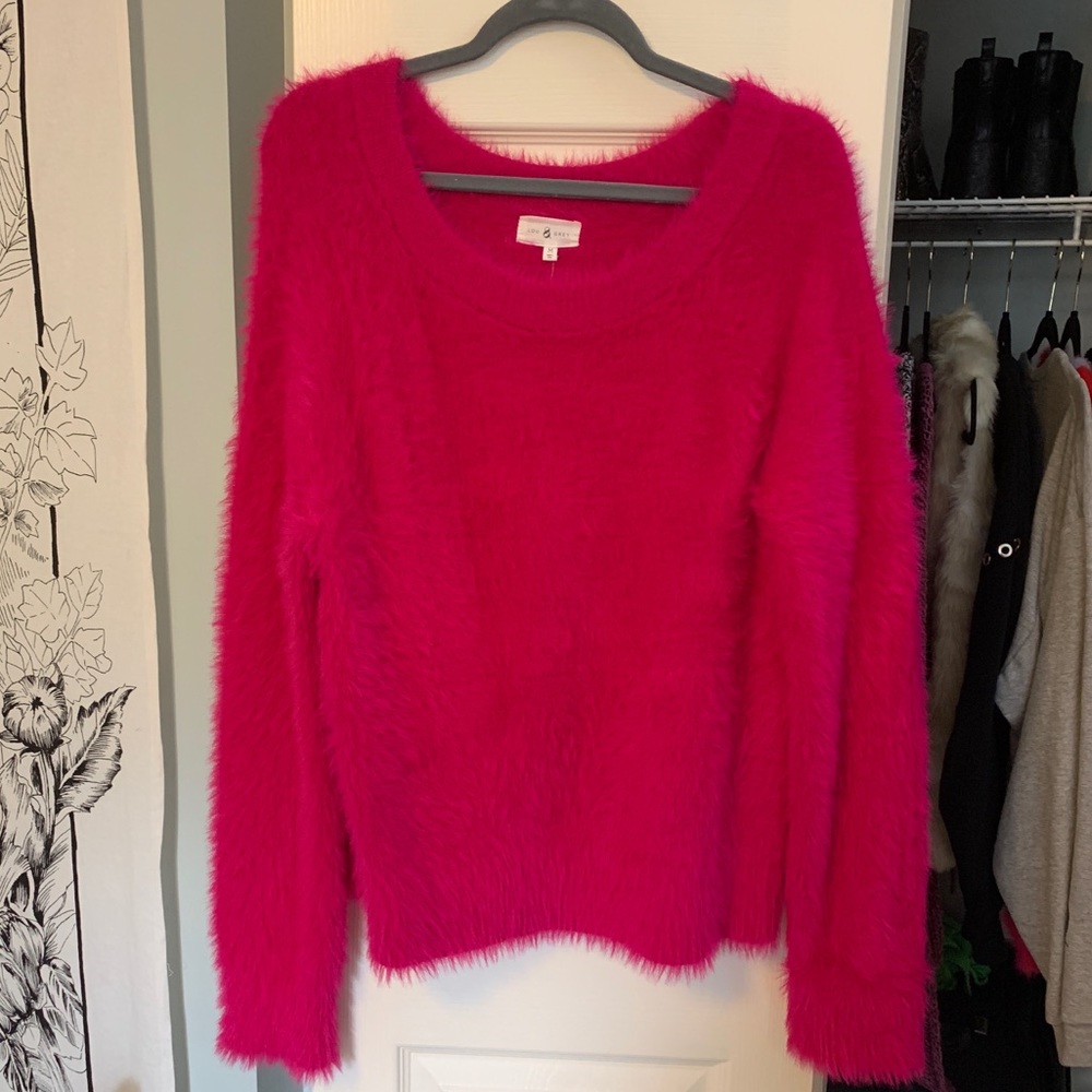 Lou & Grey Fuchsia Pink Fuzzy Sweater